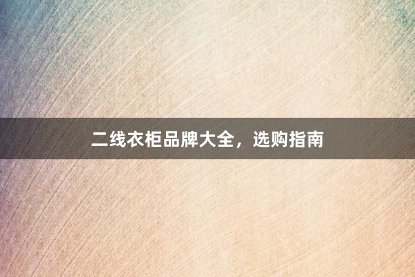 二线衣柜品牌大全，选购指南
