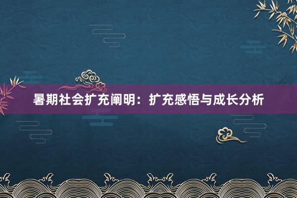 暑期社会扩充阐明：扩充感悟与成长分析