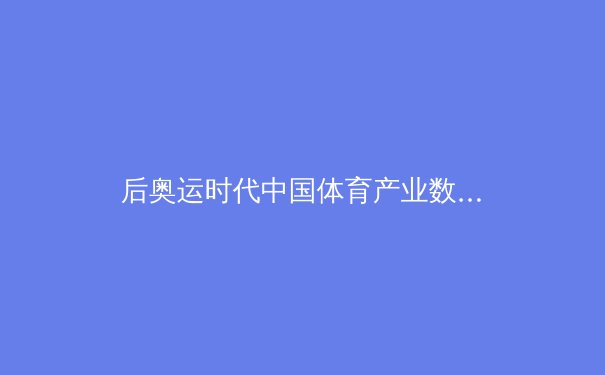 后奥运时代中国体育产业数字化转型：从竞技场到云端生态的变革之路