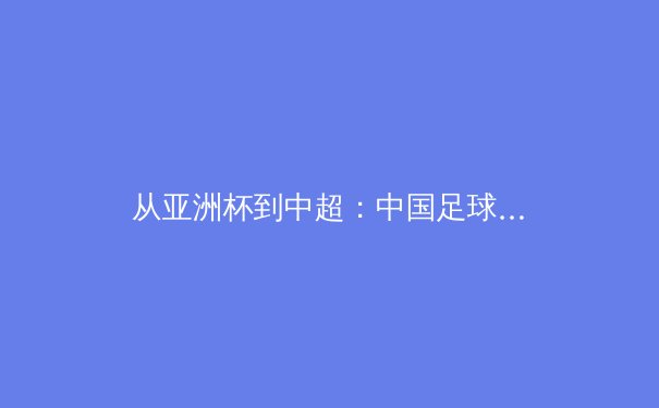 从亚洲杯到中超：中国足球的战术演进与青训体系重构 - 4